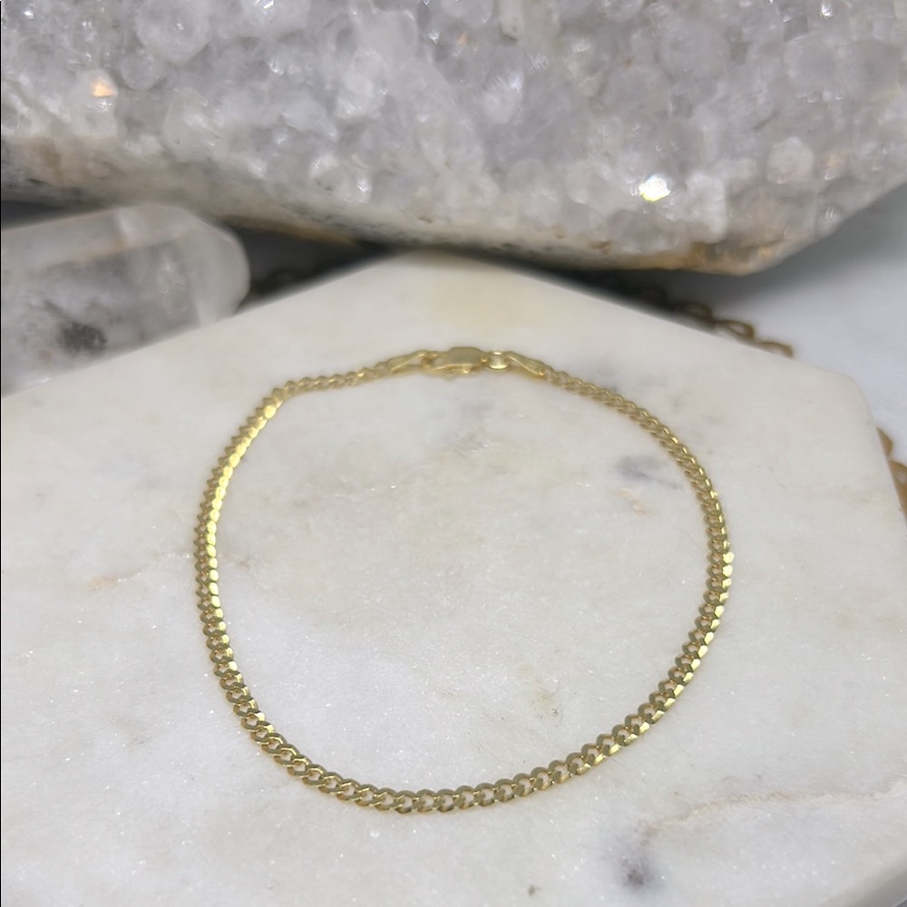 Gold over 925 Micro Cuban Chain Bracelet
